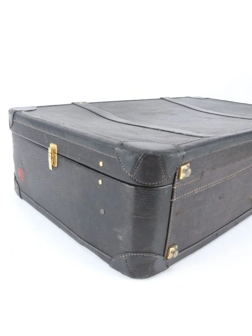 Gucci Vintage Leather Trunk Hardcase Bag Suitcase Black